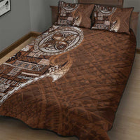 Samoan Siapo Art Tattoo Polynesian Pattern Quilt Bed Set Brown Color - Polynesian Pride