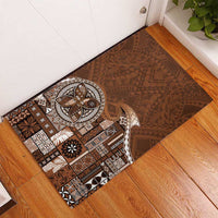 Samoan Siapo Art Tattoo Polynesian Pattern Rubber Doormat Brown Color - Polynesian Pride