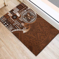 Samoan Siapo Art Tattoo Polynesian Pattern Rubber Doormat Brown Color - Polynesian Pride