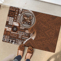 Samoan Siapo Art Tattoo Polynesian Pattern Rubber Doormat Brown Color - Polynesian Pride