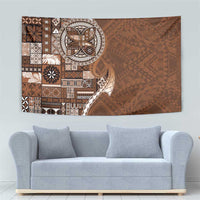Samoan Siapo Art Tattoo Polynesian Pattern Tapestry Brown Color - Polynesian Pride