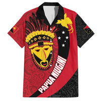 Papua New Guinea Mask Festival Family Matching Off Shoulder Maxi Dress and Hawaiian Shirt Papua Niugini Tribe Mask Melanesian Pattern LT03 Dad's Shirt - Short Sleeve Red - Polynesian Pride