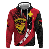 Papua New Guinea Mask Festival Zip Hoodie Papua Niugini Tribe Mask Melanesian Pattern