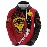 Papua New Guinea Mask Festival Zip Hoodie Papua Niugini Tribe Mask Melanesian Pattern