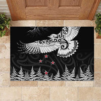 New Zealand Kea Bird Rubber Doormat Maori Tattoo and Silver Fern Black Color LT03 Black - Polynesian Pride