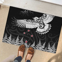 New Zealand Kea Bird Rubber Doormat Maori Tattoo and Silver Fern Black Color LT03 - Polynesian Pride