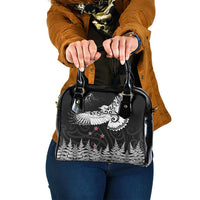 New Zealand Kea Bird Shoulder Handbag Maori Tattoo and Silver Fern Black Color LT03 One Size Black - Polynesian Pride