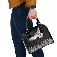 New Zealand Kea Bird Shoulder Handbag Maori Tattoo and Silver Fern Black Color LT03 - Polynesian Pride