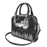 New Zealand Kea Bird Shoulder Handbag Maori Tattoo and Silver Fern Black Color LT03 - Polynesian Pride