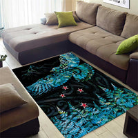 New Zealand Kea Bird Area Rug Maori Tattoo and Silver Fern Paua Shell Style