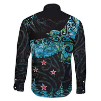 New Zealand Kea Bird Family Matching Mermaid Dress and Hawaiian Shirt Maori Tattoo and Silver Fern Paua Shell Style LT03 - Polynesian Pride