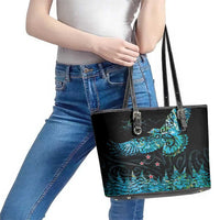 New Zealand Kea Bird Leather Tote Bag Maori Tattoo and Silver Fern Paua Shell Style LT03 - Polynesian Pride