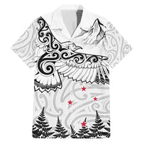 New Zealand Kea Bird Family Matching Mermaid Dress and Hawaiian Shirt Maori Tattoo and Silver Fern White Color LT03 Dad's Shirt - Short Sleeve White - Polynesian Pride