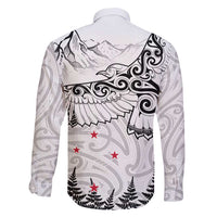 New Zealand Kea Bird Family Matching Short Sleeve Bodycon Dress and Hawaiian Shirt Maori Tattoo and Silver Fern White Color LT03 - Polynesian Pride