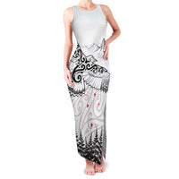 New Zealand Kea Bird Family Matching Tank Maxi Dress and Hawaiian Shirt Maori Tattoo and Silver Fern White Color LT03 Mom's Dress White - Polynesian Pride