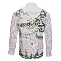 New Zealand Kea Bird Family Matching Long Sleeve Bodycon Dress and Hawaiian Shirt Maori Tattoo and Silver Fern Green Color