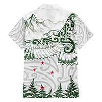 New Zealand Kea Bird Family Matching Off Shoulder Short Dress and Hawaiian Shirt Maori Tattoo and Silver Fern Green Color LT03 - Polynesian Pride