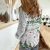 New Zealand Kea Bird Women Casual Shirt Maori Tattoo and Silver Fern Green Color LT03 - Polynesian Pride