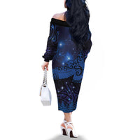 New Zealand Kea Bird Family Matching Off The Shoulder Long Sleeve Dress and Hawaiian Shirt Maori Tattoo and Silver Fern Matariki Style LT03 - Polynesian Pride
