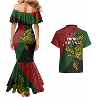 Papua New Guinea Chimbu Province Couples Matching Mermaid Dress and Hawaiian Shirt PNG Birds Of Paradise Polynesian Arty Style LT03 - Polynesian Pride