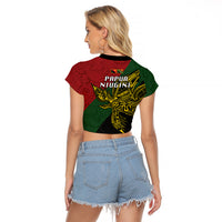 Papua New Guinea Chimbu Province Raglan Cropped T Shirt PNG Birds Of Paradise Polynesian Arty Style LT03 - Polynesian Pride