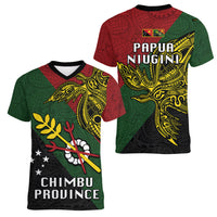 Papua New Guinea Chimbu Province Women V Neck T Shirt PNG Birds Of Paradise Polynesian Arty Style LT03 - Polynesian Pride