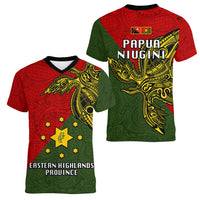 Papua New Guinea Eastern Highlands Province Women V Neck T Shirt PNG Birds Of Paradise Polynesian Arty Style LT03 - Polynesian Pride