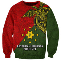 Custom Papua New Guinea Eastern Highlands Province Sweatshirt PNG Birds Of Paradise Polynesian Arty Style LT03 Unisex Green - Polynesian Pride