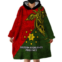 Custom Papua New Guinea Eastern Highlands Province Wearable Blanket Hoodie PNG Birds Of Paradise Polynesian Arty Style LT03 - Polynesian Pride