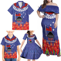 FAST Party Samoa Family Matching Off Shoulder Maxi Dress and Hawaiian Shirt Ula Fala Teuila Polynesian Tapa Pattern