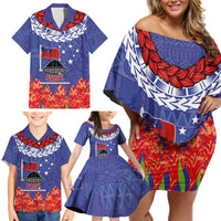 FAST Party Samoa Family Matching Off Shoulder Short Dress and Hawaiian Shirt Ula Fala Teuila Polynesian Tapa Pattern LT03 - Polynesian Pride