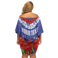 FAST Party Samoa Family Matching Off Shoulder Short Dress and Hawaiian Shirt Ula Fala Teuila Polynesian Tapa Pattern LT03 - Polynesian Pride