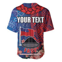 CHOGM FAST Samoa 2024 Baseball Jersey Samoan Tapa Tribal and Ornament Pattern with Hibiscus