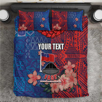 CHOGM FAST Samoa 2024 Bedding Set Samoan Tapa Tribal and Ornament Pattern with Hibiscus LT03 Blue - Polynesian Pride