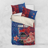 CHOGM FAST Samoa 2024 Bedding Set Samoan Tapa Tribal and Ornament Pattern with Hibiscus LT03 US Twin 172cm x 218cm Blue - Polynesian Pride