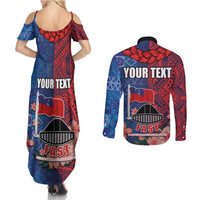 CHOGM FAST Samoa 2024 Couples Matching Summer Maxi Dress and Long Sleeve Button Shirt Samoan Tapa Tribal and Ornament Pattern with Hibiscus