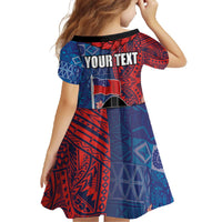 CHOGM FAST Samoa 2024 Family Matching Off The Shoulder Long Sleeve Dress and Hawaiian Shirt Samoan Tapa Tribal and Ornament Pattern with Hibiscus LT03 - Polynesian Pride