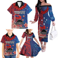 CHOGM FAST Samoa 2024 Family Matching Off The Shoulder Long Sleeve Dress and Hawaiian Shirt Samoan Tapa Tribal and Ornament Pattern with Hibiscus LT03 - Polynesian Pride