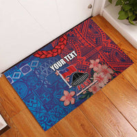 CHOGM FAST Samoa 2024 Rubber Doormat Samoan Tapa Tribal and Ornament Pattern with Hibiscus