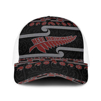 New Zealand Christmas Baseball Net Cap Meri Kirihimete Silver Fern Knit Style Red Color LT03 One Size White Red - Polynesian Pride