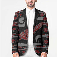 New Zealand Christmas Blazer Meri Kirihimete Silver Fern Knit Style Red Color LT03 - Polynesian Pride