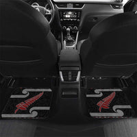 New Zealand Christmas Car Mats Meri Kirihimete Silver Fern Knit Style Red Color - Polynesian Pride