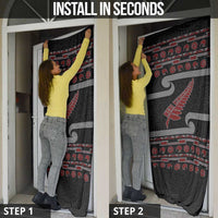 New Zealand Christmas Door Cover Meri Kirihimete Silver Fern Knit Style Red Color - Polynesian Pride