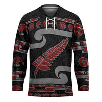 New Zealand Christmas Hockey Jersey Meri Kirihimete Silver Fern Knit Style Red Color LT03 Unisex Red - Polynesian Pride