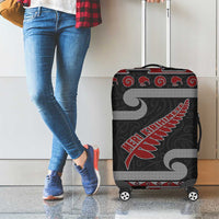 New Zealand Christmas Luggage Cover Meri Kirihimete Silver Fern Knit Style Red Color - Polynesian Pride