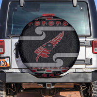 New Zealand Christmas Spare Tire Cover Meri Kirihimete Silver Fern Knit Style Red Color - Polynesian Pride