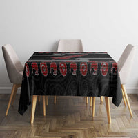 New Zealand Christmas Tablecloth Meri Kirihimete Silver Fern Knit Style Red Color - Polynesian Pride