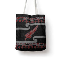 New Zealand Christmas Tote Bag Meri Kirihimete Silver Fern Knit Style Red Color - Polynesian Pride