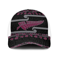 New Zealand Christmas Baseball Net Cap Meri Kirihimete Silver Fern Knit Style Pink Color LT03 One Size White Pink - Polynesian Pride
