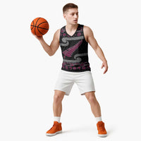 New Zealand Christmas Basketball Jersey Meri Kirihimete Silver Fern Knit Style Pink Color LT03 - Polynesian Pride